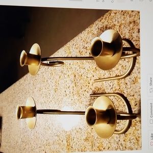 2 Gold metal candle holders